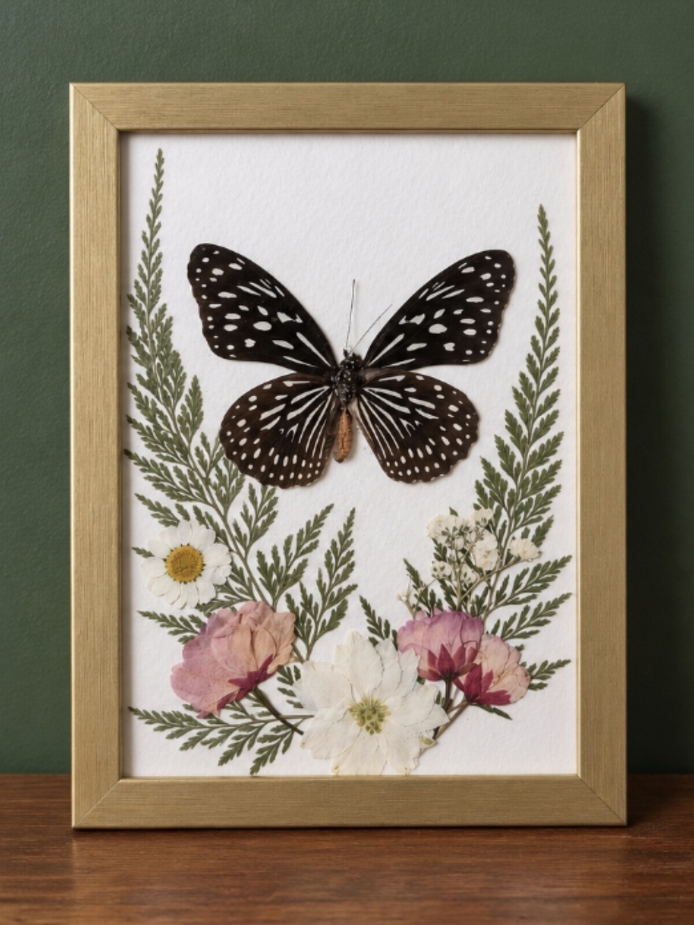 Botanical Butterfly Wall Art - Pink, White & Green